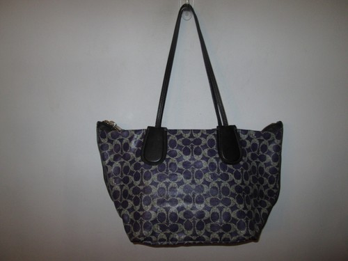 Borsa Coach Taxi Viola Firmata Rivestita Tela + Borsa Pelle Nera con Cerniera Superiore