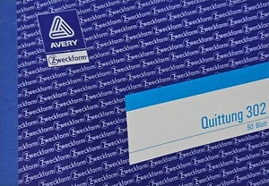 Avery Zweckform Quittung 302 Quittungsblock 50 Blatt DIN A6 quer EUR MwSt - Bild 1 von 3