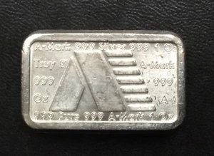 Lingotto d'argento colato commerciale A-Mark 1981 un'oncia .999 A2741 - Foto 1 di 5