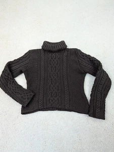 Paul James Sweater Womens Small Brown Wool Turtleneck Cable Knit Chunky England - Picture 1 of 8