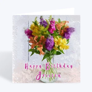 Personalised Birthday Card Flowers Grand Daughter Friend Sister Female Girl UK - Picture 1 of 3
