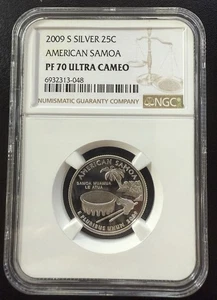 2009-S Silver Proof American Samoa Quarter - NGC PF 70 UC - Brown Label - Picture 1 of 2