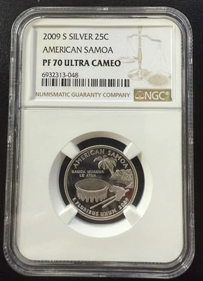2009-S Silver Proof American Samoa Quarter - NGC PF 70 UC - Brown Label - Image 1 of 2