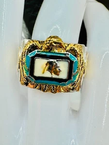 Men's Native American Indian Warrior W/Eagle & Buffalo Ring Size 7-8 - Picture 1 of 24