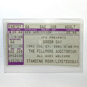 Green Day, Fillmore Auditorium, Denver CO 27. Juli 2001 Ticket Stub, laminiert b - Bild 1 von 2