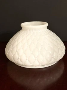 White Milk Glass Diamond Quilt Hurricane Lamp Shade Only Fitter 6 3/ 4" - Picture 1 of 8