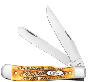 Case xx Knives Trapper 6.5 BoneStag 65345 Pocket Knife Stainless w/ Clip - Picture 1 of 3