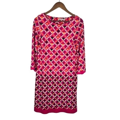 Eliza J Womens Geometric Print Shift Dress Size 8 Colorful Stretchy Knee Length - Image 1 of 4
