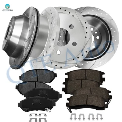 12 F 303mm-R 278mm Drilled Brake Rotors-Brake Pad For 2001-2005 Chevrolet Impala - Image 1 of 4