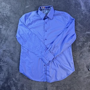 Robert Graham Hemd Herren mittelblau Langarm Blumenbesatz klassisch elegant - Bild 1 von 14