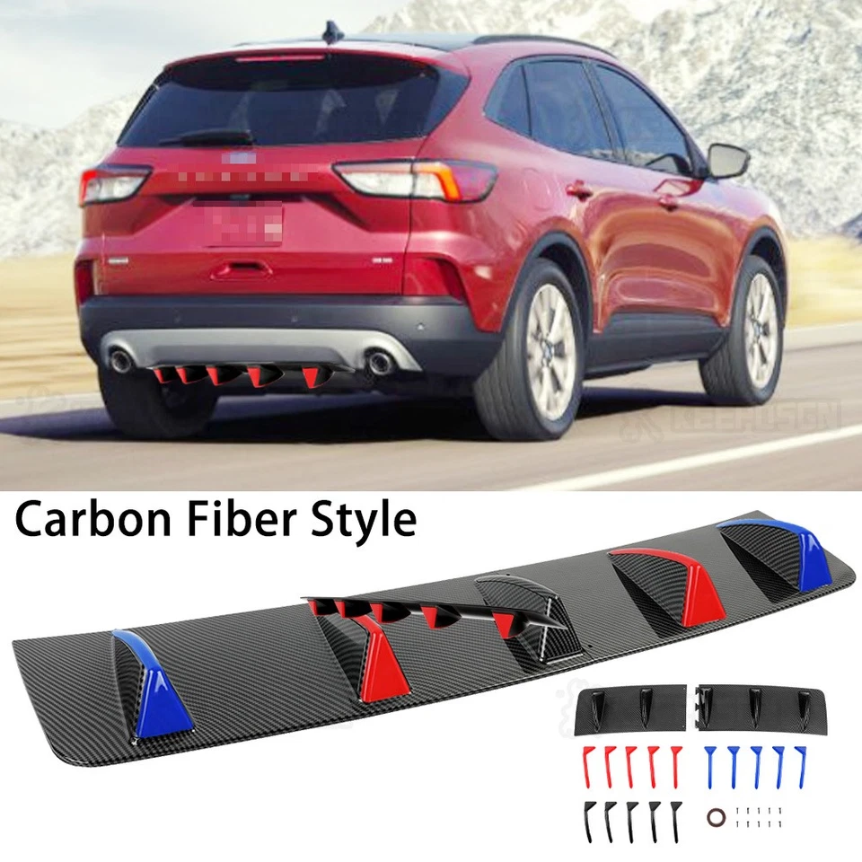 Carbon Fiber Style Shark Fin Rear Diffuser Bumper Spoiler Lips For Ford Escape — 第 1/4 张图片