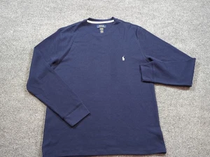 Polo Ralph Lauren Camicia Uomo Grande Blu Manica Lunga Waffle Maglia Termica Sonno - Foto 1 di 7