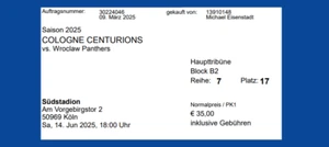  Wroclaw Panthers @ Cologne Centurions Samstag, 14. Juni 2025, 18:00 Uhr - Bild 1 von 1