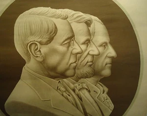 Presidents Wilson Lincoln & Washington 1917 Poster KINDRED SPIRITS IN THE CAUSE  - Picture 1 of 2