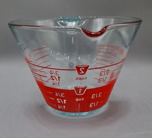 Vintage Pyrex Reverse Read 2 Tassen Messbecher roter Schriftzug Made in USA - Bild 1 von 15