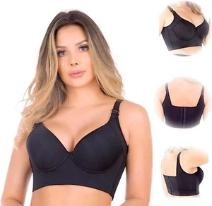 Nakans Reggiseno Lisciante Schiena, Reggiseno Moda Coppa Profonda Nasconde Grasso Schiena per Donna Push Up - Foto 1 di 15