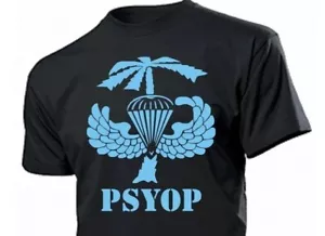 T-shirt US Army PSYOP Palmtree Airborne Wings Desert Storm Vietnam 245th GrS-XXL - Picture 1 of 10
