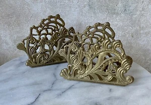 vtg Brass Letter or Napkin Holders set 2, ornate metal - Picture 1 of 8
