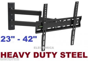 23-42" DUAL ARM LCD LED HD TV FULL MOTION WALL-MOUNT 3D 24 30 32 34 36 38 39 40 - Picture 1 of 3