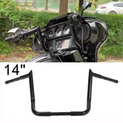 For Harley Street Electra Glide Black 14" Meathook Handlebar Hanger Bars Foto 1 de 4