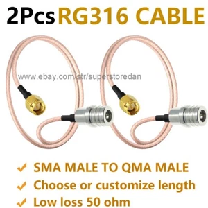 2 szt. RG316 SMA MĘSKI na QMA męski koncentryczny zworka RF pigtail kabel koncentryczny - Zdjęcie 1 z 4