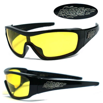 Gafas de sol Choppers Logo para hombre de gran tamaño con llama - marco negro brillante lente amarilla C40 Foto 1 de 4