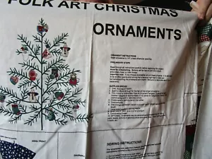 Folk Art Christmas Ornaments Fabric Panel Cranston Print Works Company - Picture 1 of 2