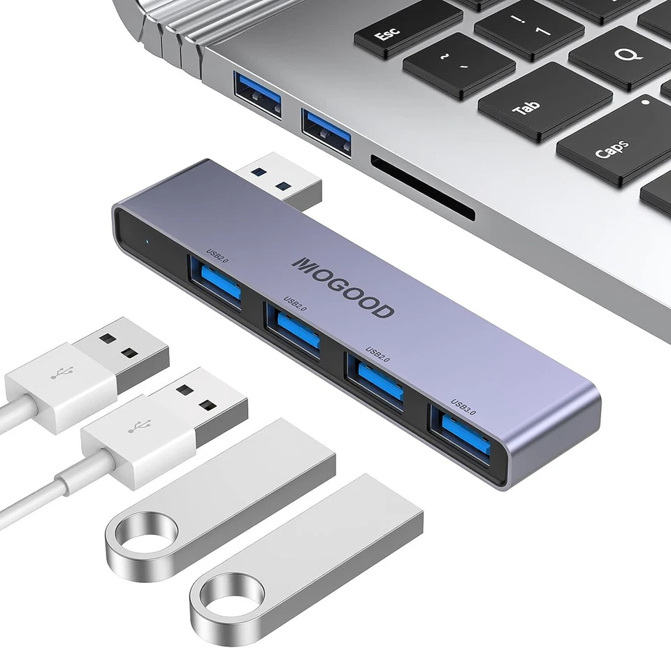 HUB USB,4 IN 1 PRESA USB MULTIPLA USB CON 1 PORTA USB 3.0, 3 USB 2.0, IN ALLUMIN - Immagine 1 di 4