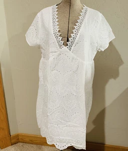 Lace Eyelet Dress White Cottage Shabby Country Size L/XL New With Tags - Picture 1 of 12