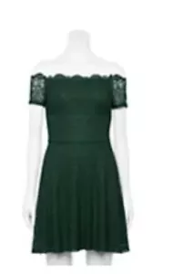 REWIND Large Emerald Green Juniors Off The Shoulder Short Lace Dress🆕NWT - Picture 1 of 4