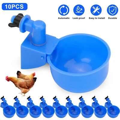 10Pcs Automatic Water Cups Chicken Ducks Quail Drinking Poultry Drinker Waterer - Image 1 of 4