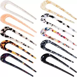 10 Pcs Metal U Shaped Hair Pins French Hairpin 2 Prong Bobby Pins for Women - Picture 1 of 7