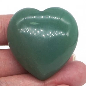 1.5" Love Heart Natural Green Aventurine Carved Palm Stone Reiki Crystal Healing - Picture 1 of 5