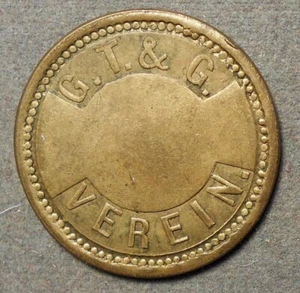 A134 G.T. & G., Verein (Blank). Brass, 28mm, vf, raised lettering in sunken f - Picture 1 of 2