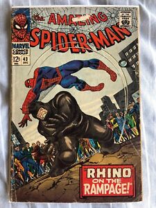 Amazing Spider-Man 43 (1966) 1ère application complète de Mary Jane Watson. Application Rhino, cents