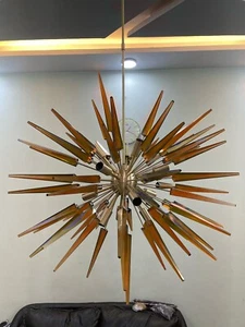 1950's Mid Century Murano Glass Brown Cube Sputnik Italian Modern Brass - Picture 1 of 6