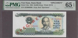 Vietnam, State Bank 50000 Dong Specimen Note P-116s  ND 1994 PMG 65 EPQ - Picture 1 of 2