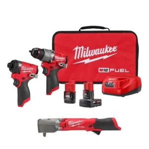 Milwaukee Subcompact Drill/Impact Combo Kit 12V Li-Ion Brushless + Impact Wrench - Picture 1 of 11