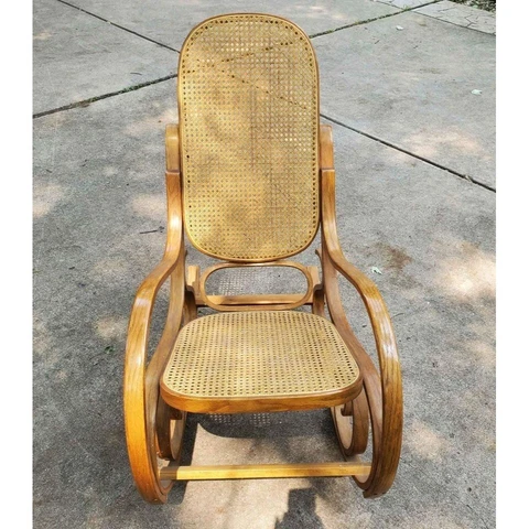 Vintage Mid-Century Boho Farmhouse Cottage Bentwood/Rattan Cane Rocking Chair Cover
