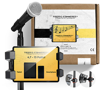 Supporto Cellulare Tablet Per Leggio Asta Musicale Microfono Regolabile 4-13inch • 22.99€