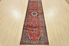 Vintage Traditional Oriental Runner 2’11” x 8’11” Red Wool Hand-Knotted Area Rug