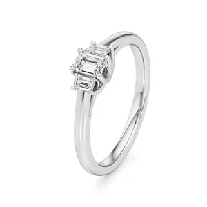 Anillo de diamantes cultivados en laboratorio esmeralda de 0,50 quilates de oro blanco de 14 k certificado IGI F VS1 - Imagen 1 de 13