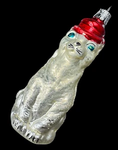 Lauscha Glass Creation 4" Glass Kitten Cat Christmas Tree Ornament Czech - Picture 1 of 7