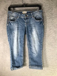 Jean Mudd Envejecido Capri para Mujer Talla 7 Azul Calce Regular 5 Bolsillos Piernas Estrechas - Imagen 1 de 6