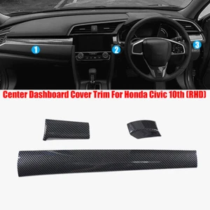 For Honda Civic 10th Gen 2016-21 Carbon Fiber Style Center Dashboard Cover Trim - Picture 1 of 9