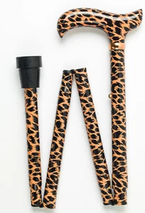 Palo plegable estampado de leopardo bastón derby ajustable 4 partes animal llamativo - Imagen 1 de 4