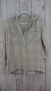 Free People Hoodie Shirt Womens Plaid Small Petite HI-Low Oversized Gauze. - Picture 1 of 9