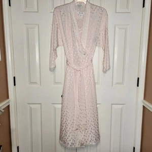 Vintage Christian Dior Pink Floral Bridal Peignoir Nightgown Robe Set Medium - Picture 1 of 9