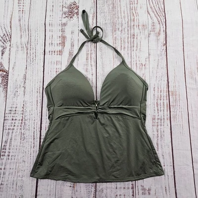 Camiseta de natación Kenneth Cole verde oliva ligeramente acolchada halter para mujer XL Foto 1 de 4