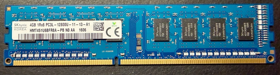 SK Hynix 4GB 1Rx8 PC3L 12800U-11-13-A1 Desktop RAM HMT451U6BFR8A-PB NO AA - Image 1 of 1